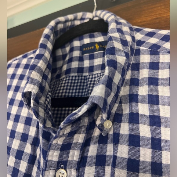 Ralph Lauren Blue Check Button Up Long Seeve Men's XXL Shirt - Picture 2 of 12